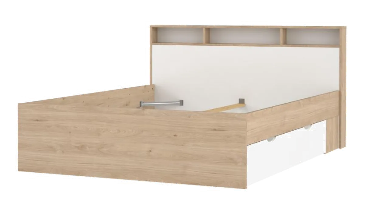 TVILUM Ikast Seng med 2 skuffer Jackson Hickory / Hvid, 169,8 x ,8 cm fra Boboonline.dk