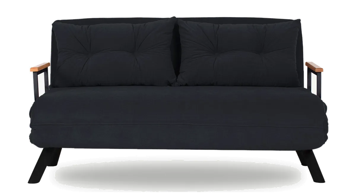 NORDVÄRK Sando 2 pers. sovesofa, m. armlæn sort polyester stof og sort metal fra Boboonline.dk, sort