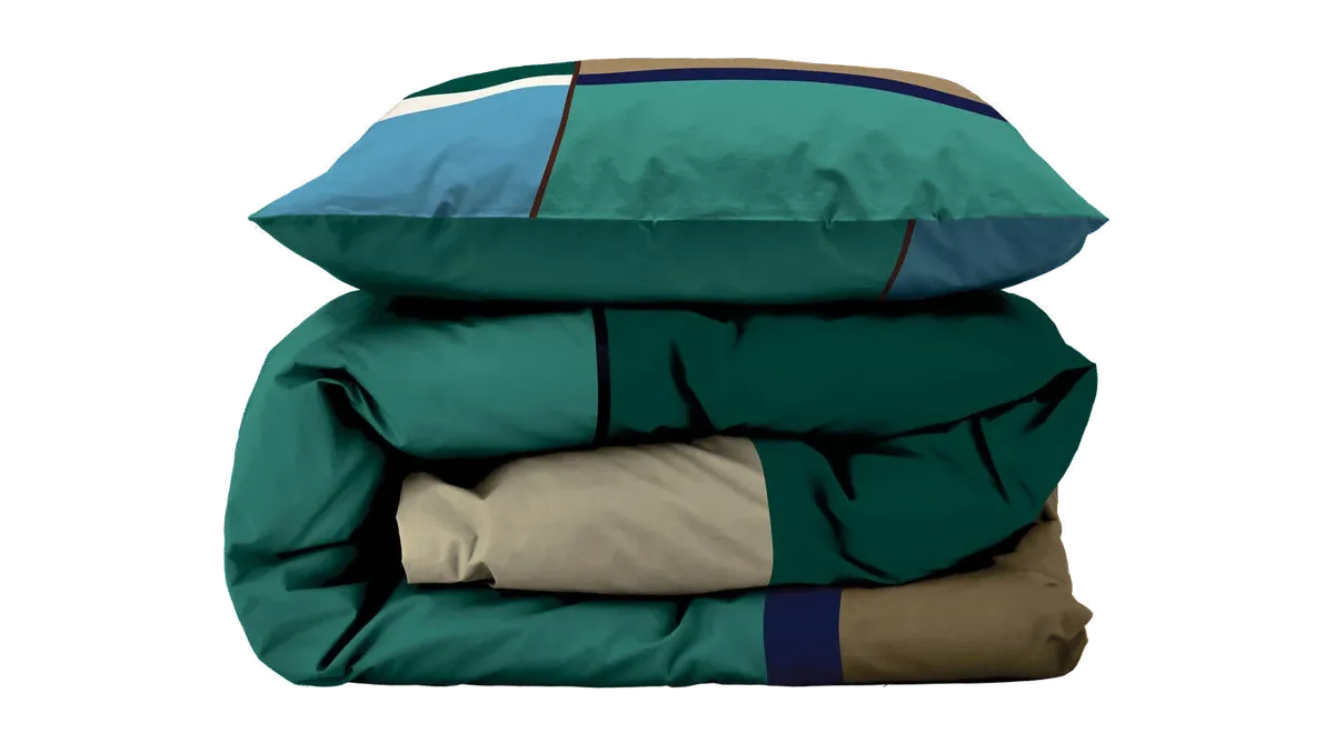 Colour Block sengetøj Sea Green fra Bahne, grøn