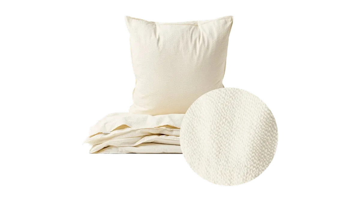 Seersucker sengesæt Undyed fra Bahne, creme