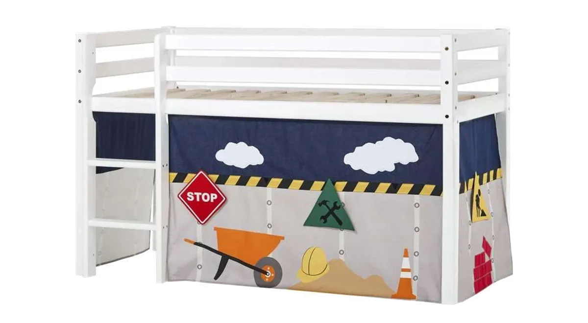 Hoppekids ECO Dream Halvhøj Seng m. CONSTRUCTION Forhæng fra Mammashop, ikke delbar
