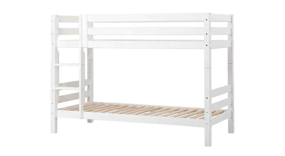 Hoppekids ECO Luxury Køjeseng 150 cm. Fleksibel Indlægsbund fra Loukrudt, hvid