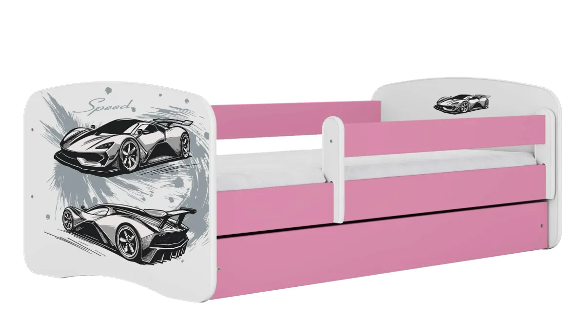 KOCOT KIDS Seng babydreams pink sportsvogn med skuffe med ikke-brændbar madras fra Boboonline.dk, pink