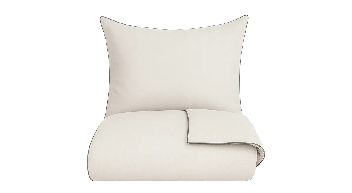 Chambre sengetøj, Sand/Oliven Piping fra Bahne, creme