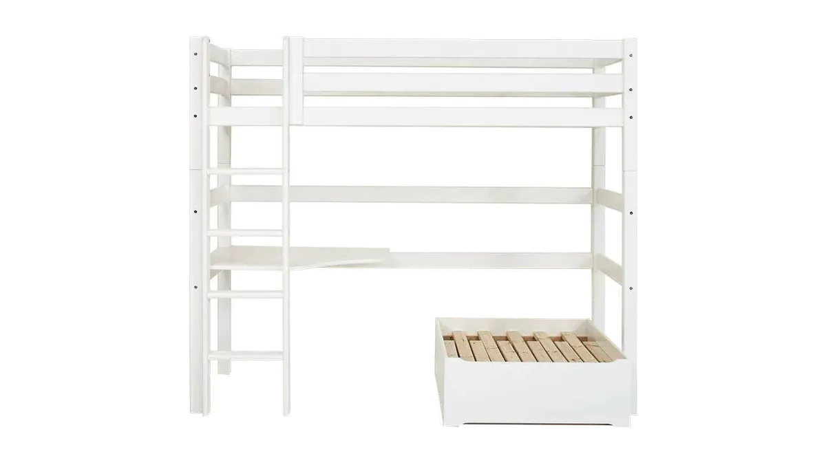 Hoppekids ECO Luxury MEGA Seng m. Lounge Modul og Bordplade fra Loukrudt, hvid