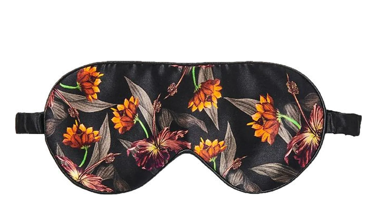 Fan Palm Sovemaske Silke Black Hibiscus fra Kids-world, sort