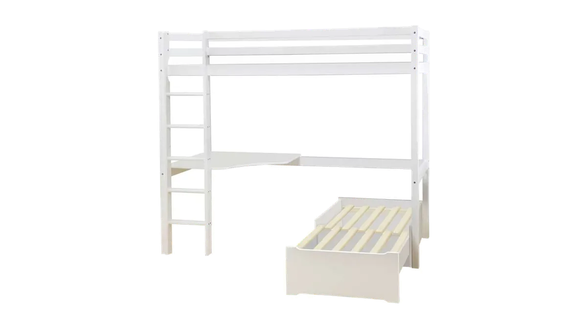 Hoppekids ECO Dream MEGA Seng m. Lounge Modul og Bordplade fra Loukrudt, hvid