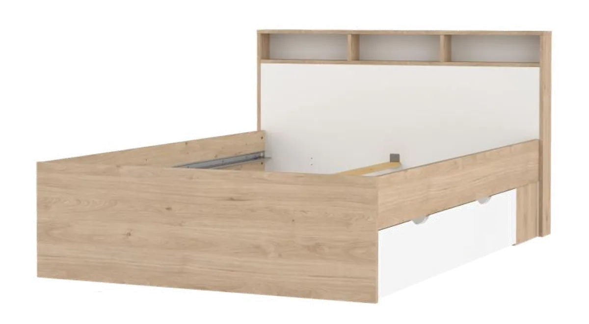 TVILUM Ikast Seng med 2 skuffer Jackson Hickory/Hvid, 149,8 x ,8 cm fra Boboonline.dk