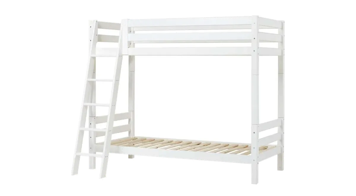 Hoppekids ECO Luxury Høj Etageseng Skrå Stige Fleksibel Indlægsbund fra Loukrudt, hvid