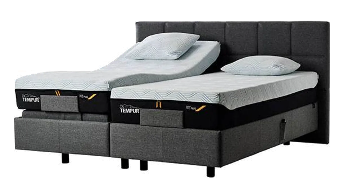 TEMPUR® Spring Box Adj. Elevationsseng m/TEMPUR® Pro Plus CoolQuilt madrasser fra Erling Christensen Møbler