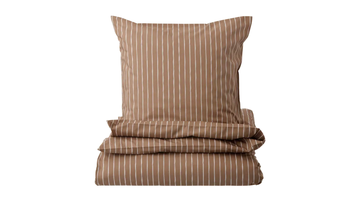 Painted Stripe sengesæt Vanilla fra Bahne, brun