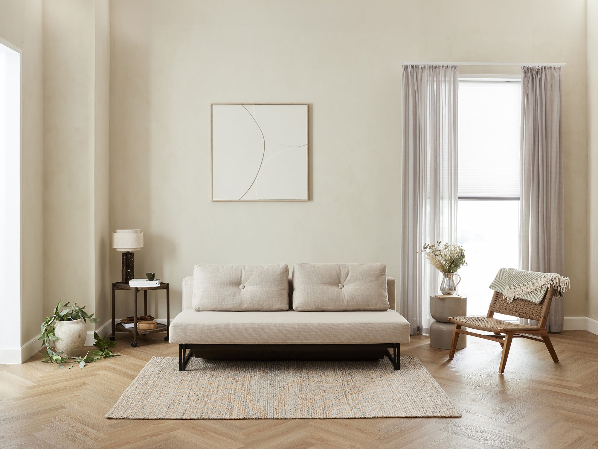 Køb Sovesofaen – Grain | Sovesofa (Sand) 140×200 cm.