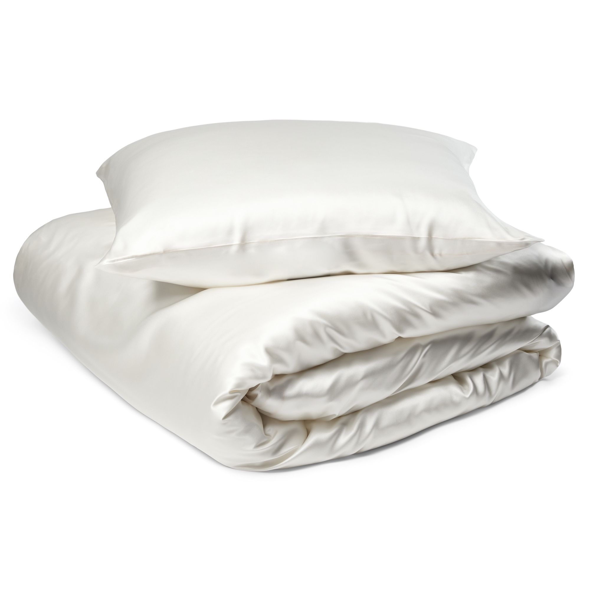 Køb Silke sengetøj 240×220 cm – Ensfarvet hvidt sengetøj – Sengesæt i 100% morbærsilke – By Borg